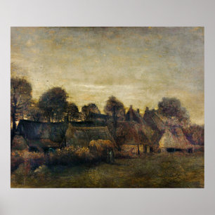 Poster Village agricole à Twilight (1884)