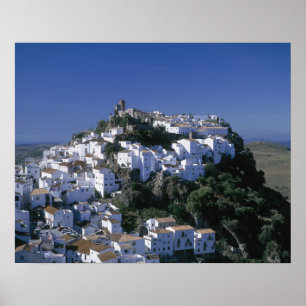 Poster Village blanc de Casares, Andalousie, Espagne