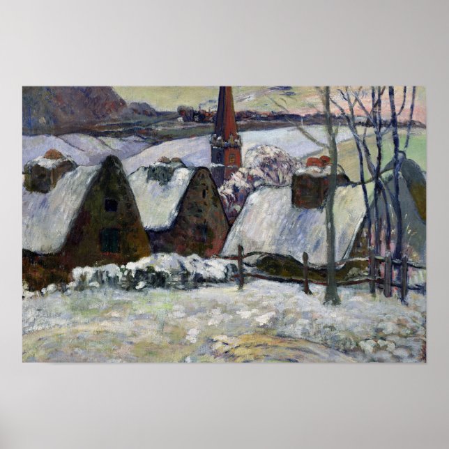 Poster Village breton sous la neige, 1894 (Devant)