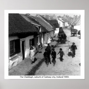 Poster Village de Claddagh - Galway Irlande 1903
