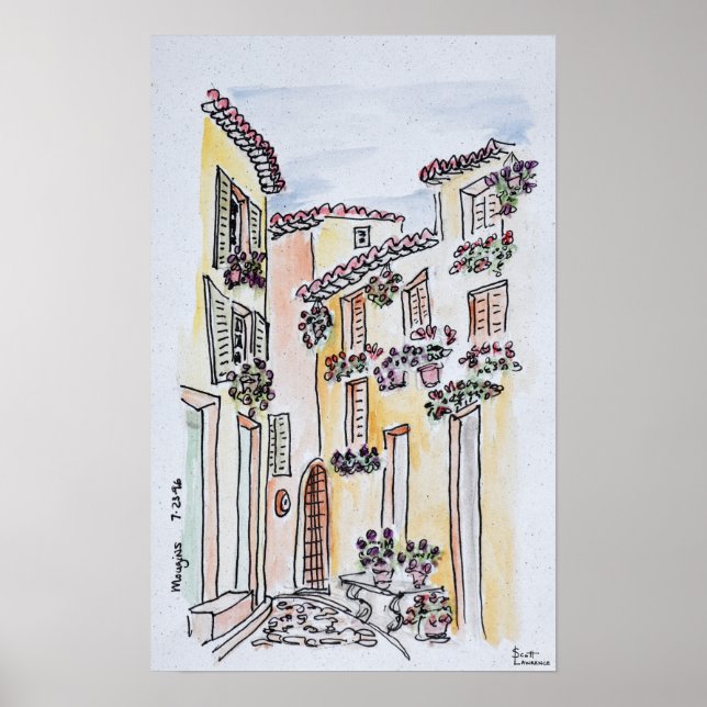 Poster Village de Mougins | Provence, Sud de la France (Devant)