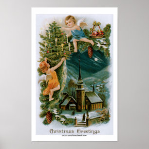 Poster Village de Noël avec des anges