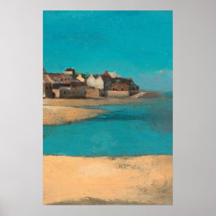 Poster Village en bord de mer en Bretagne par Odilon Redo