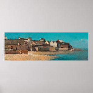 Poster Village en bord de mer en Bretagne par Odilon Redo