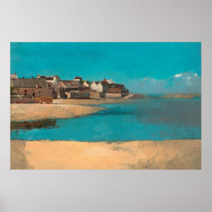 Poster Village en bord de mer en Bretagne par Odilon Redo
