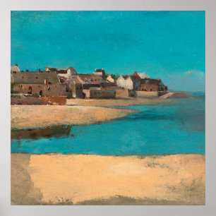 Poster Village en bord de mer en Bretagne par Odilon Redo