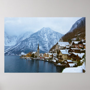 Poster Village Hallstatt Sur Le Lac - Salzbourg Autriche