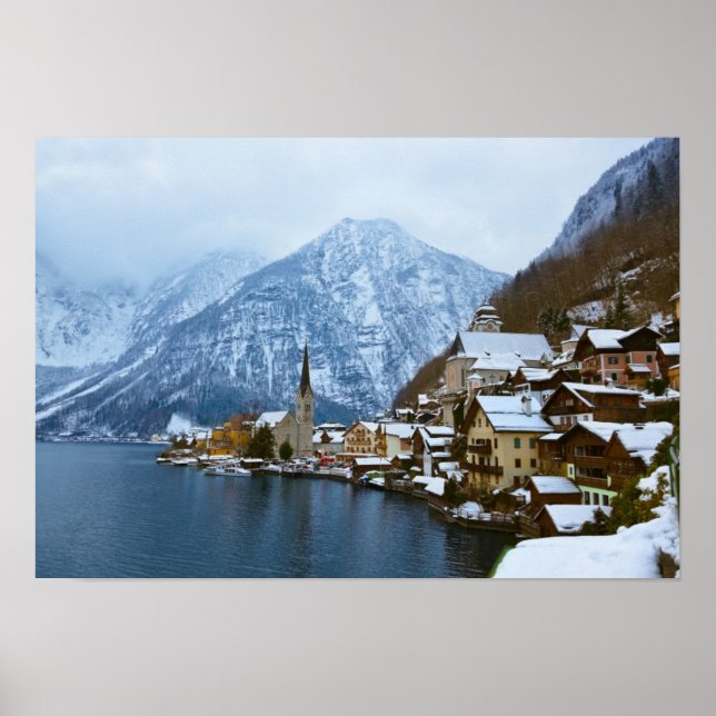 Poster Village Hallstatt Sur Le Lac - Salzbourg Autriche (Devant)