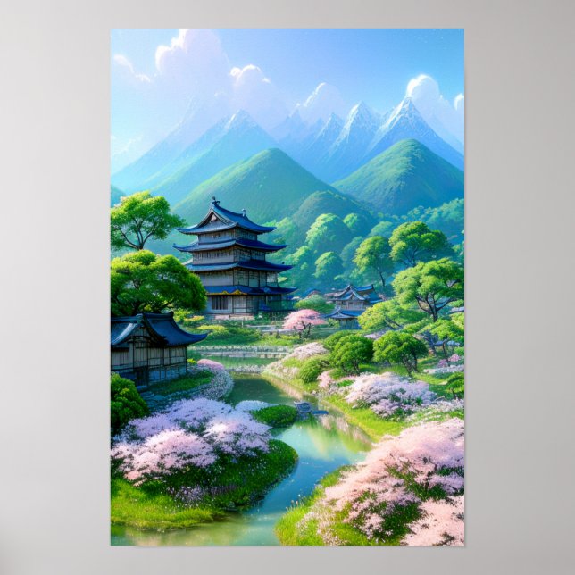 Poster Village Harmony, Printemps à la campagne (Devant)