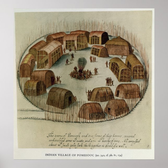 Poster Village indien de Pomeiooc (Devant)