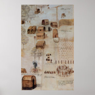 Poster Village indien de Secoton