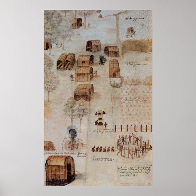 Poster Village indien de Secoton (Devant)