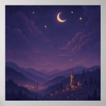 Village nocturne magique au clair de lune
