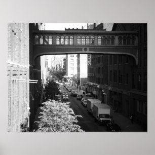 Poster Village Ouest noir et blanc Skybridge, petit