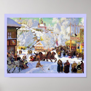 Poster Village russe en hiver