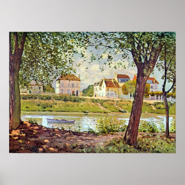 Poster Village sur les bords de Seine par Alfred Sisley (Devant)