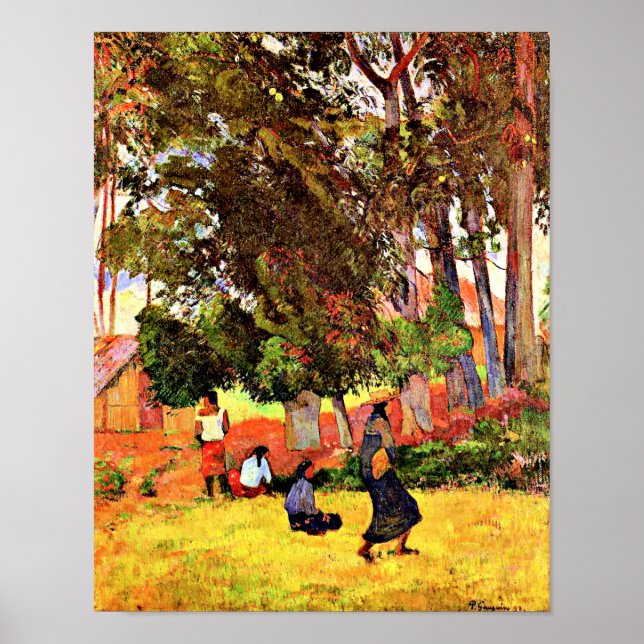 Poster Village tahitien, célèbre peinture de Paul Gauguin (Devant)