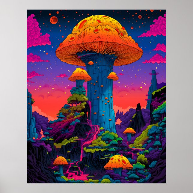 Poster Ville champignon (Devant)