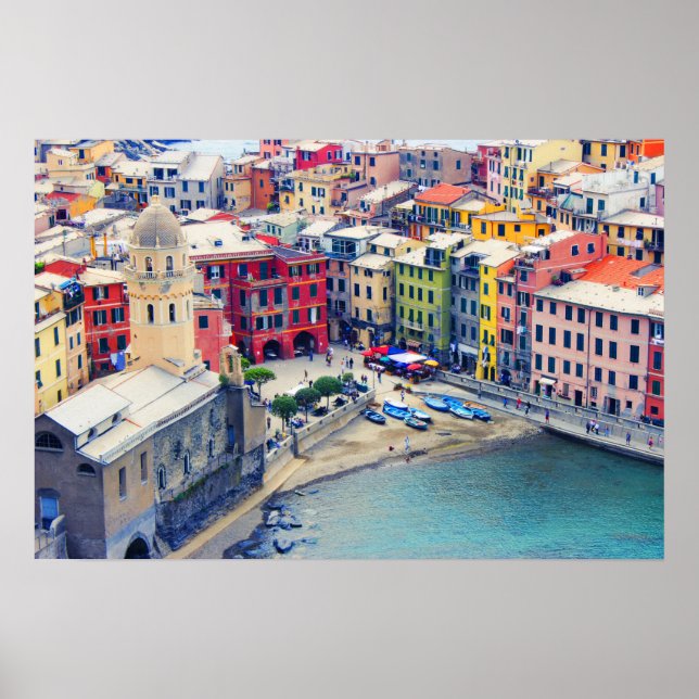 Poster Ville colorée de Vernazza Italie (Devant)