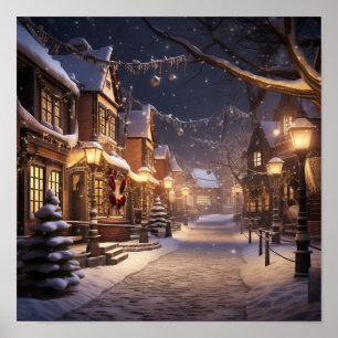 Poster Ville couverte de neige