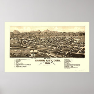Poster Ville de Canon, carte panoramique de Co - 1882