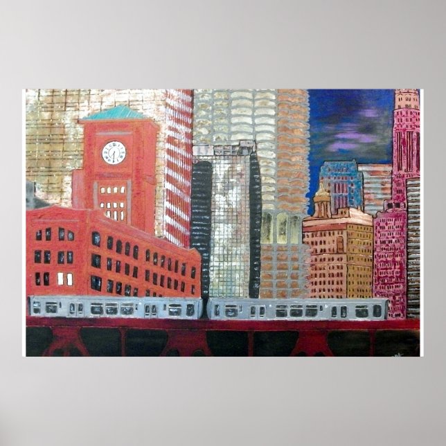 Poster Ville de Chicago avec El Train (Devant)