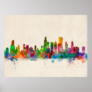 Poster Ville de Chicago Illinois Skyline