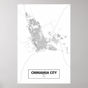 Poster Ville de Chihuahua, Mexique (noir sur blanc)