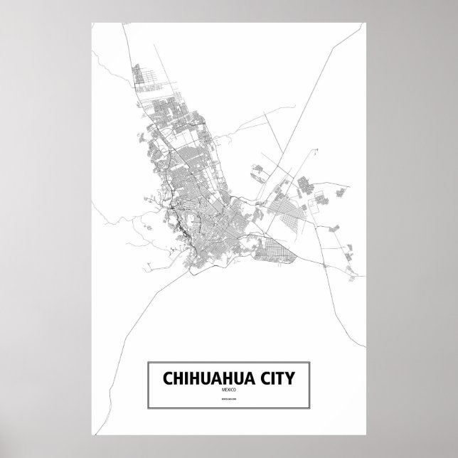 Poster Ville de Chihuahua, Mexique (noir sur blanc) (Devant)