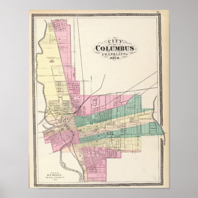 Poster Ville de Columbus, comté de Franklin, Ohio (Devant)