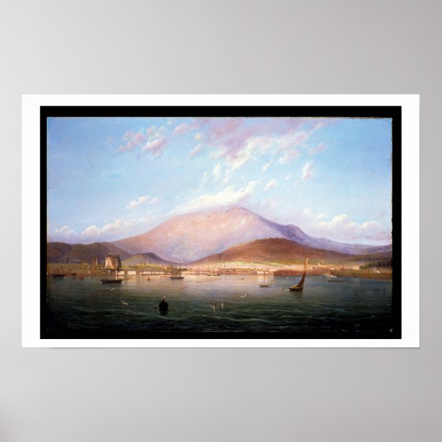 Poster Ville de Hobart avec le Mont Wellington, Tasmanie (Devant)