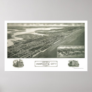 Poster Ville de Margate, carte panoramique de NJ - 1925