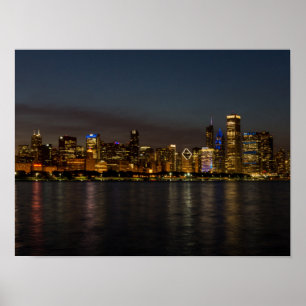Poster Ville de nuit de Chicago