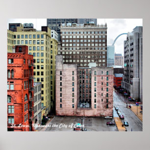 Poster Ville de paysage urbain de St Louis de couleur par