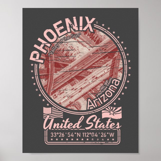 POSTER VILLE DE PHOENIX ARIZONA - AUTOROUTE DE LA VILLE D (Devant)