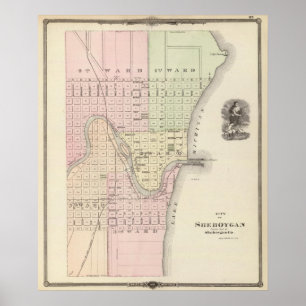 Poster Ville de Sheboygan, siège du comté de Sheboygan Co