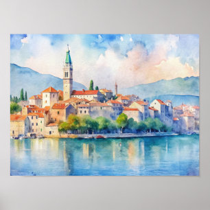 Poster Ville de Split Croatie aquarelle peinture
