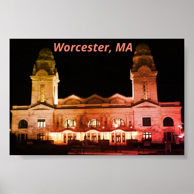 Poster Ville de Worcester, Massachusetts Architecture (Devant)