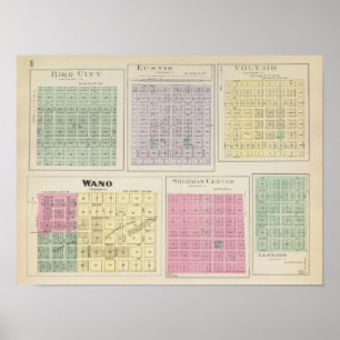 Poster Ville d'oiseau, Eustis, Voltair, Wano, le Kansas