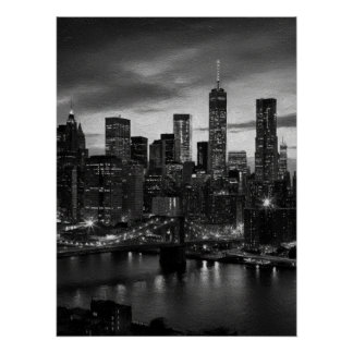 Poster Ville en contraste Une skyline urbaine noir et bla