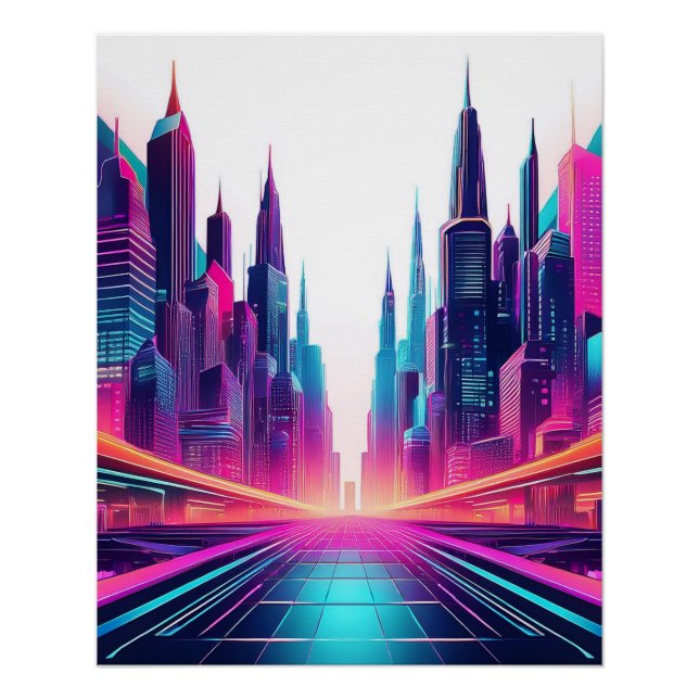 Poster Ville futuriste de Neon - Art Sci-Fi audacieux (Devant)