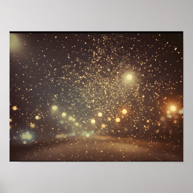 Poster Ville illuminée par une nuit pluvieuse (Devant)