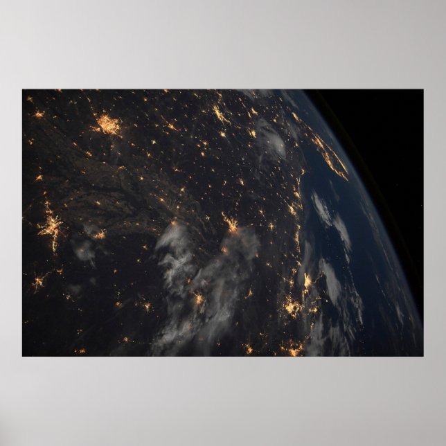 Poster Ville Lumière La Nuit Sur La Planète Terre (Devant)