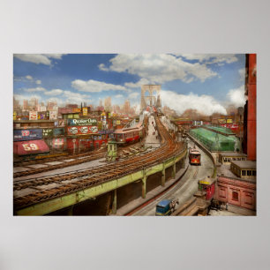 Poster Ville - New York - Le pont Brooklyn de 1903