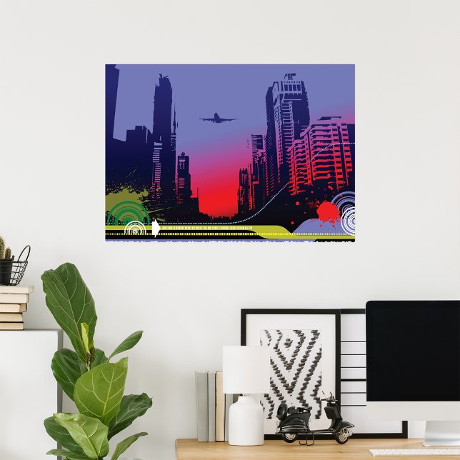Poster Ville Urbaine À Dusk (Créateur téléchargé)