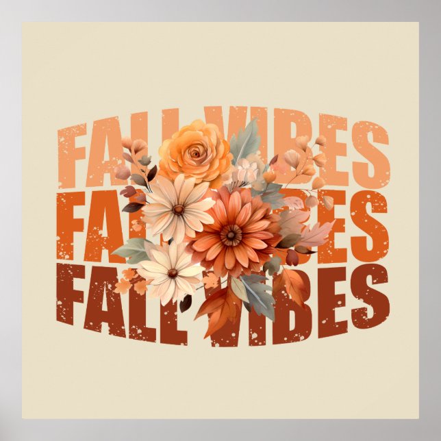 Poster Villes d'automne aquarelle fleur sauvage feuilles (Devant)