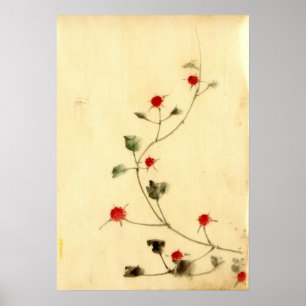 Poster Vin aux fleurs rouges 1840