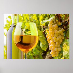 Poster Vin Blanc Et Raisins