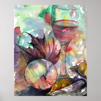 Poster Vin d'automne Verre encore vie 16 x 20