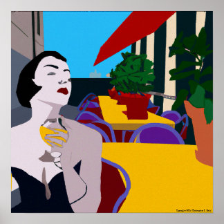 Poster Vin de soirée numérique moderne Vintage multicolor